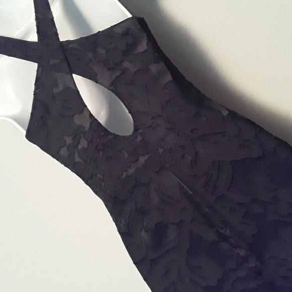⭐Laundry by Shelli Segal sheer black floral overlay dress midi/tea length 2Pet - Picture 6 of 15